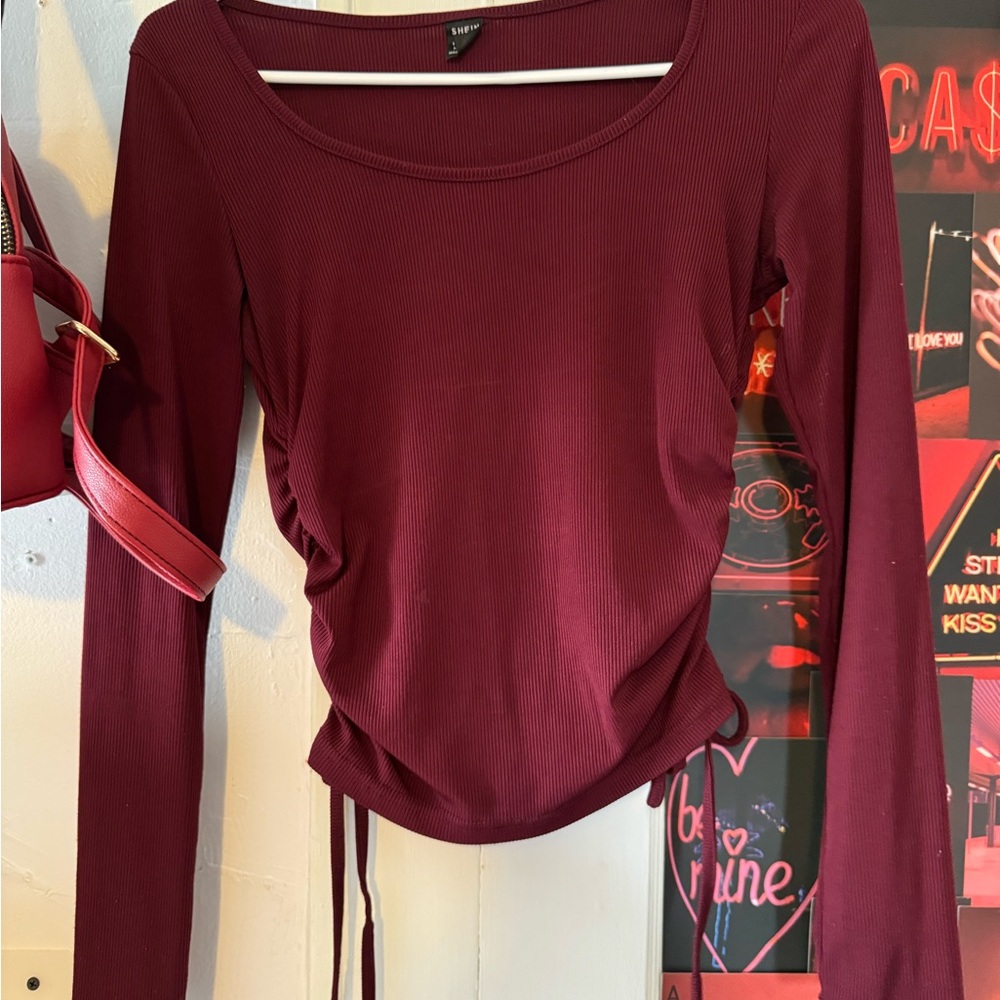 burgundy top